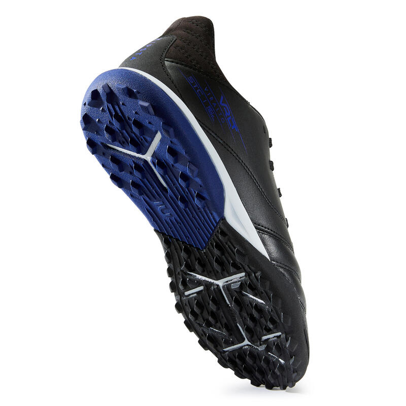 Chaussure de football enfant terrain dur VIRALTO II CUIR TURF TF Noir et bleu