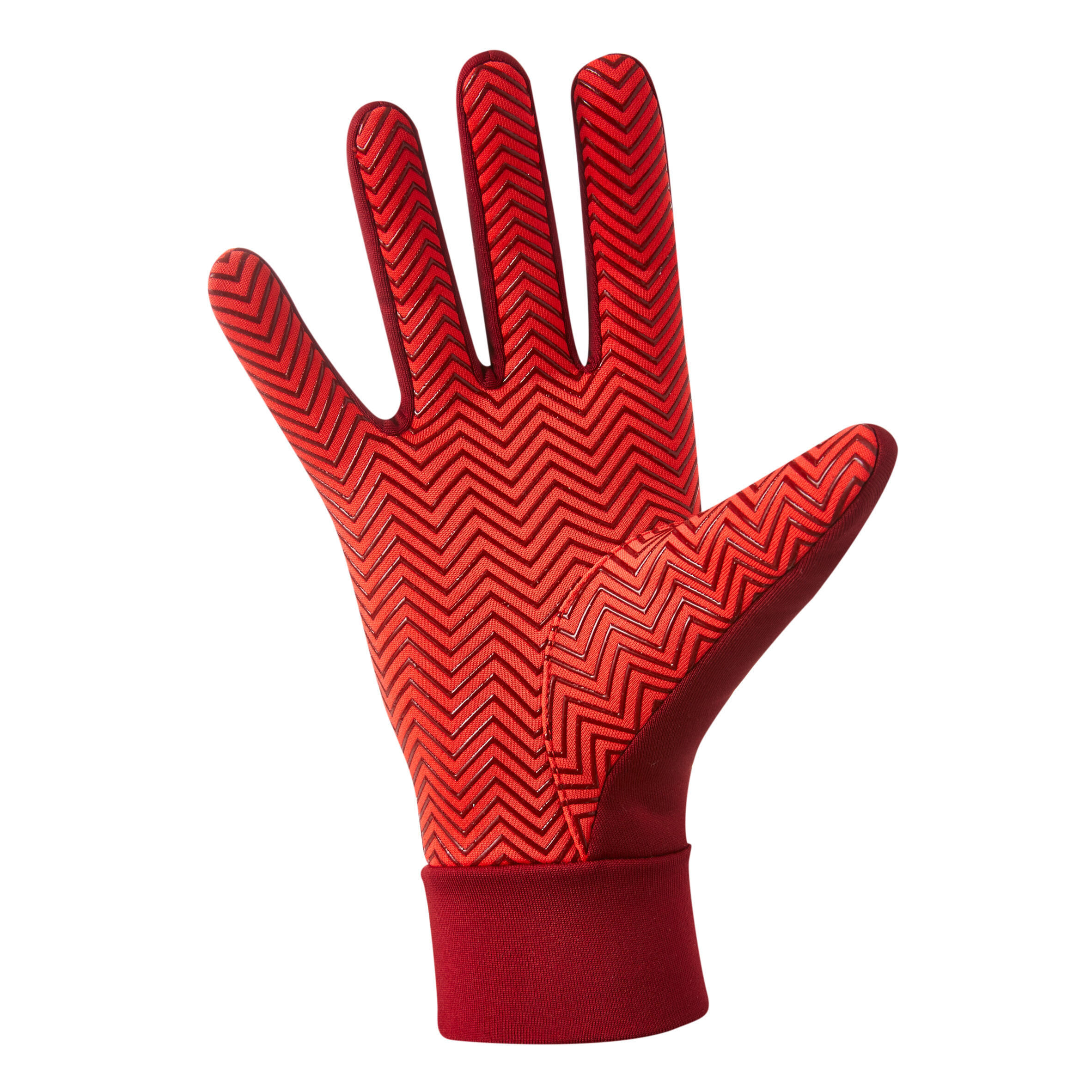 Adult water repellent football gloves, red 3/5