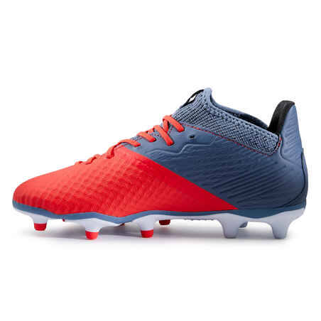 Kids' Lace-Up Football Boots Viralto III FG - Red/Grey