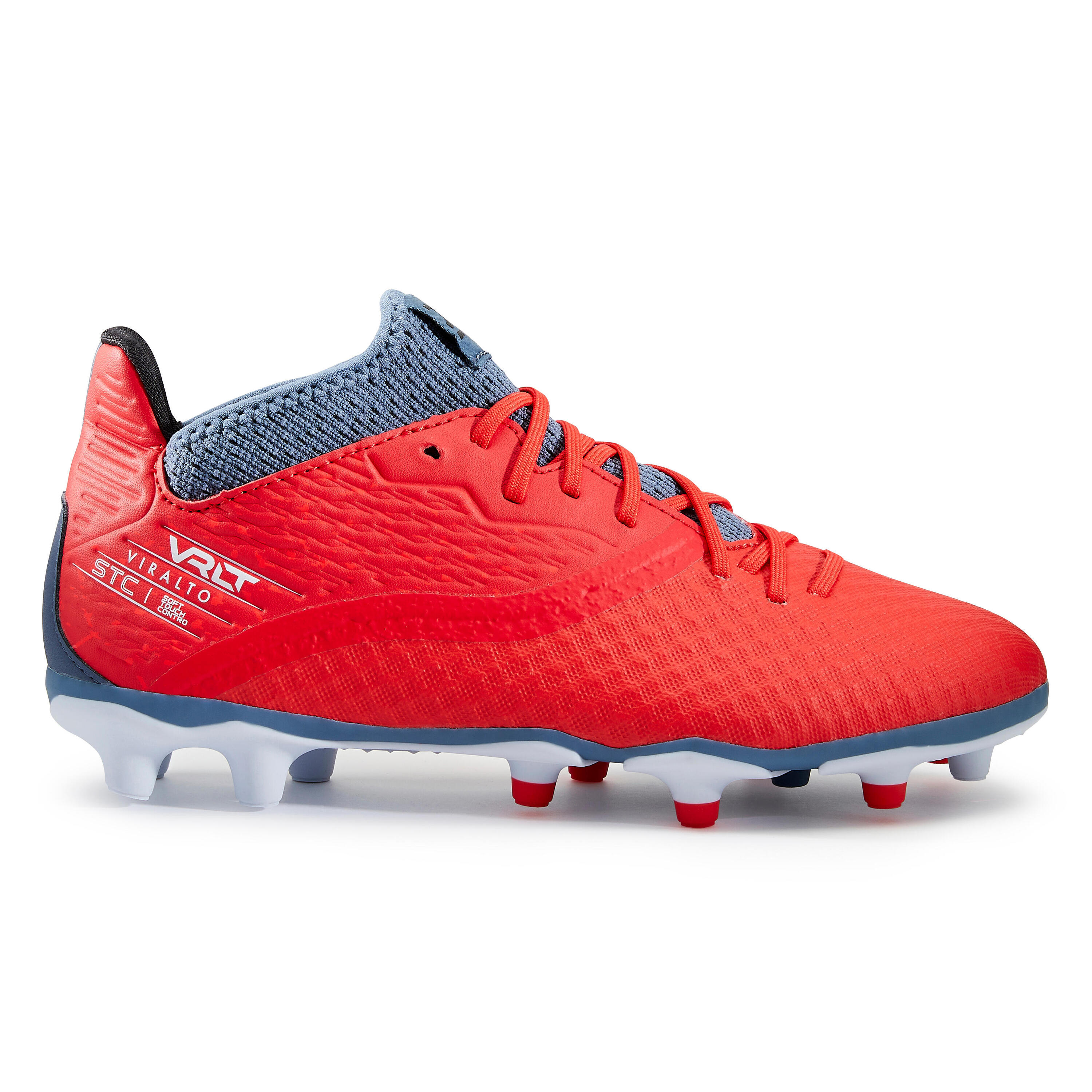 Kids' Lace-Up Football Boots Viralto III FG - Red/Grey 2/11