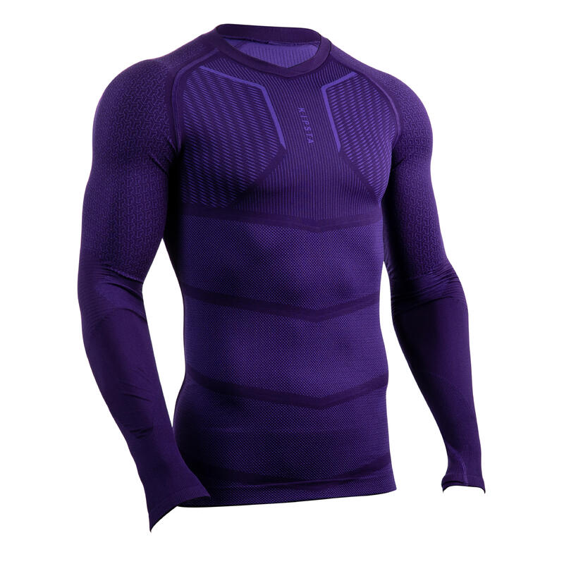 Spodní fotbalové tričko s dlouhým rukávem Keepdry 500 fialové