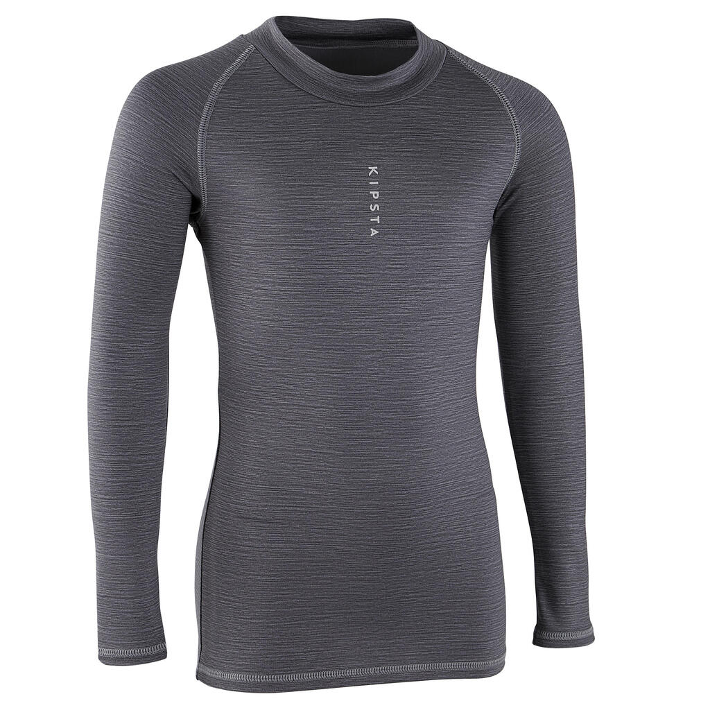 Kids' Long-Sleeved Thermal Base Layer Top Keepcomfort 100 - Grey