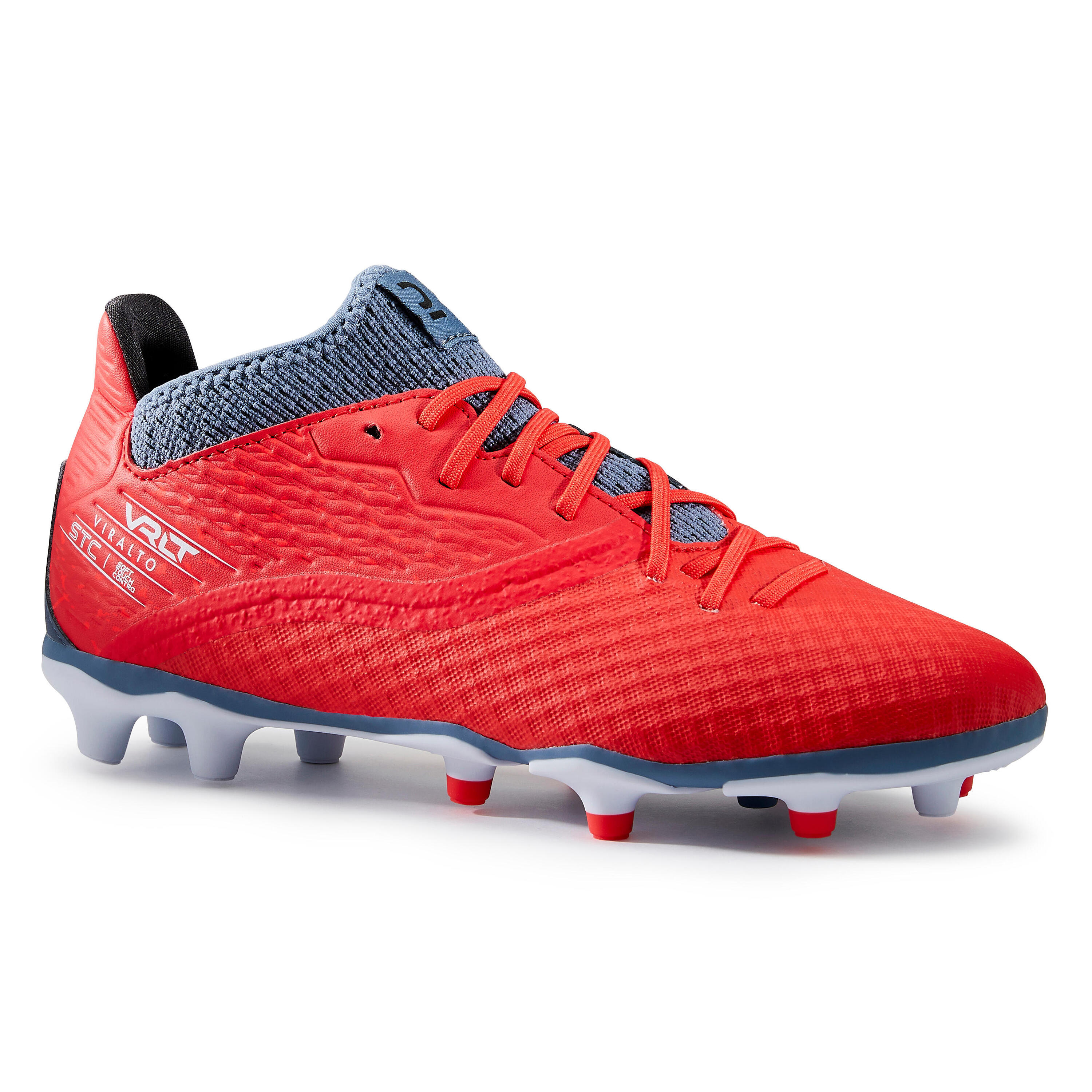 KIPSTA Kids' Lace-Up Football Boots Viralto III FG - Red/Grey