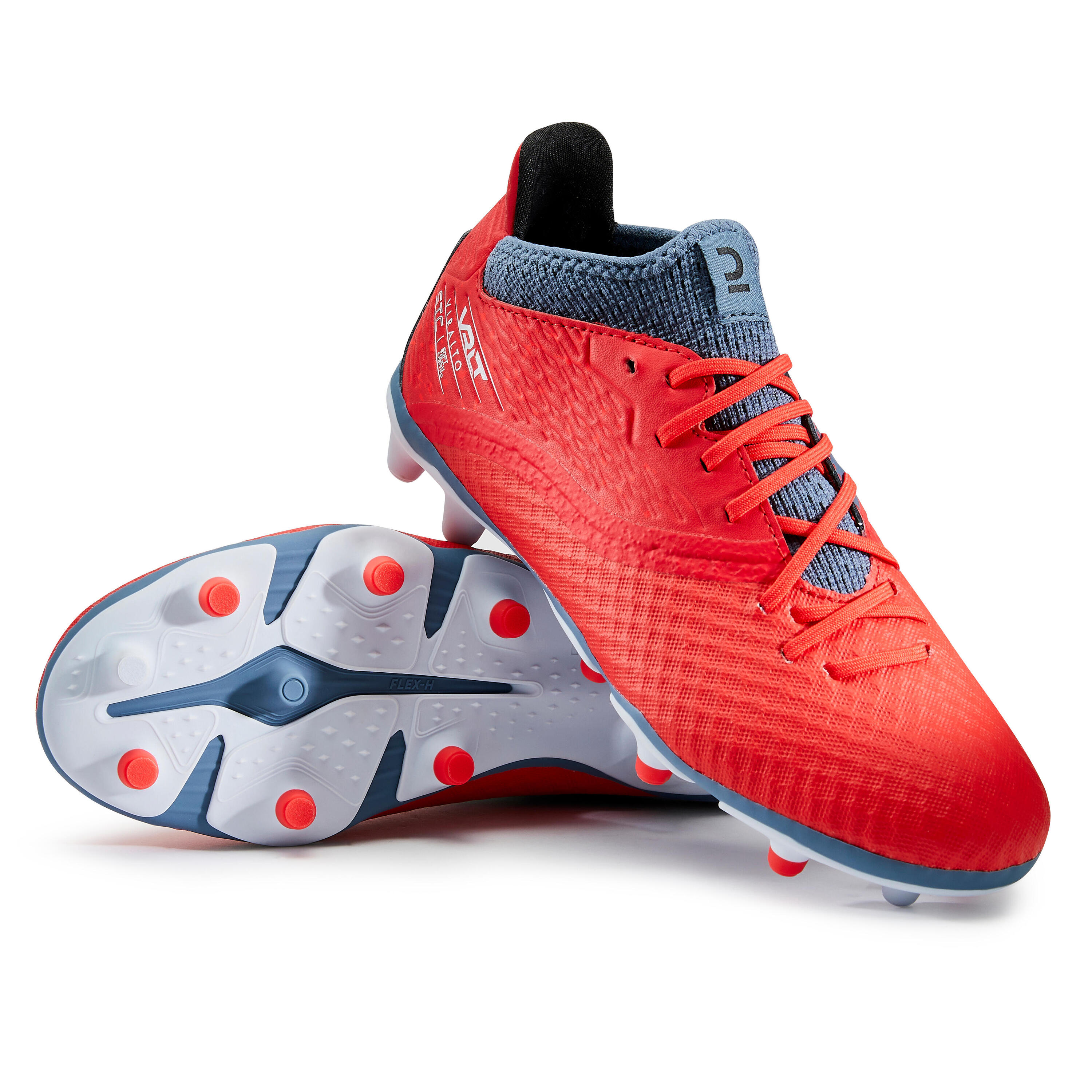 Kids' Lace-Up Football Boots Viralto III FG - Red/Grey 8/11