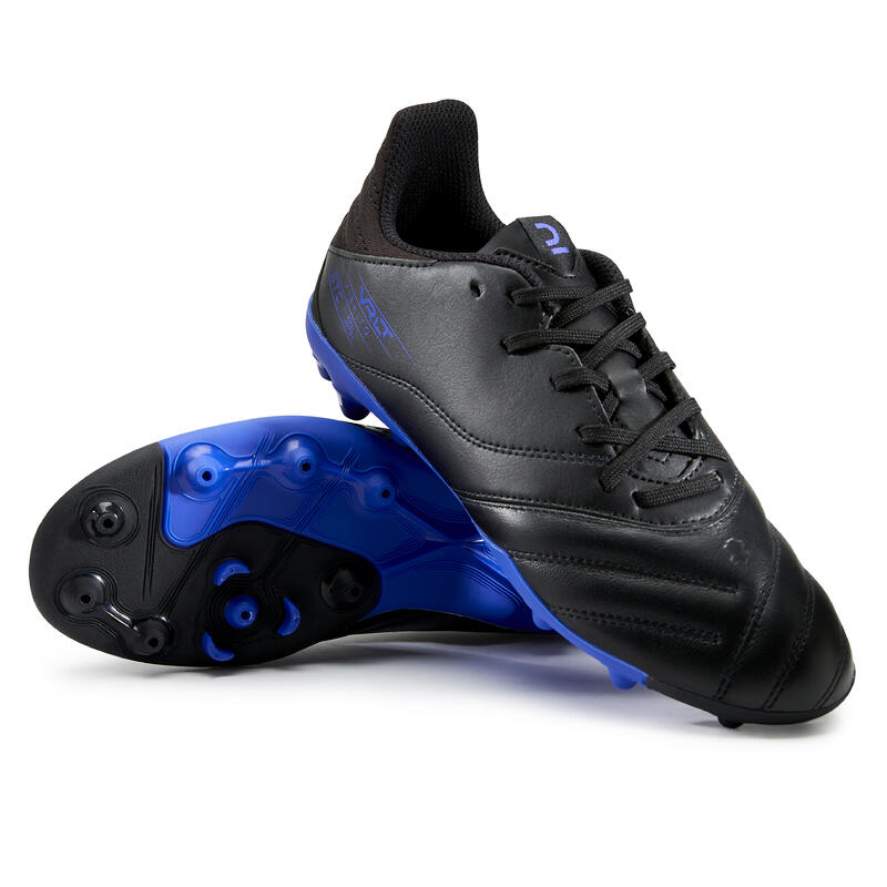 Botas de Fútbol terrenos secos VIRALTO II PIEL MG Niños Negro Azul