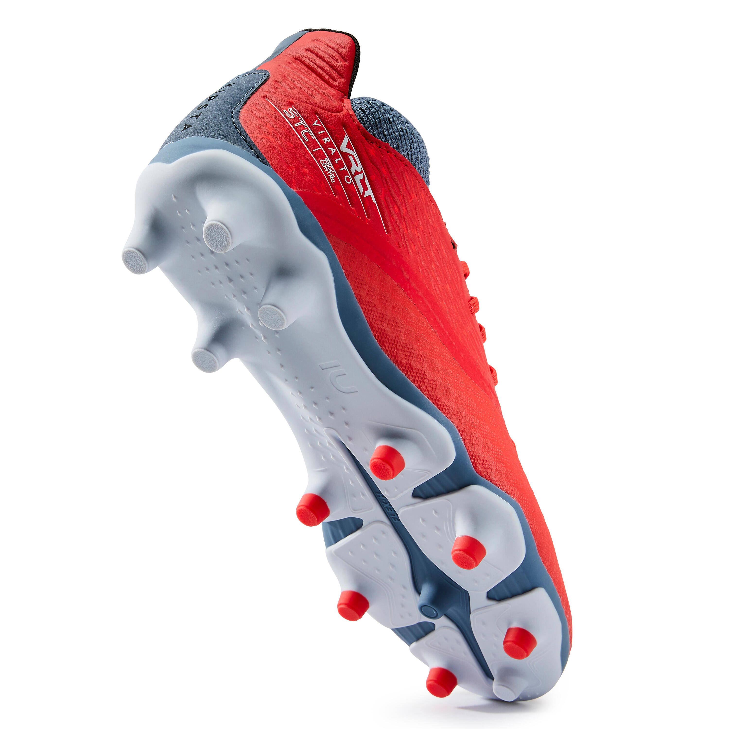 Kids' Lace-Up Football Boots Viralto III FG - Red/Grey 5/11
