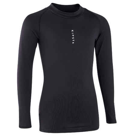 Kids' Long-Sleeved Football Base Layer Top Keepdry 100 - Black