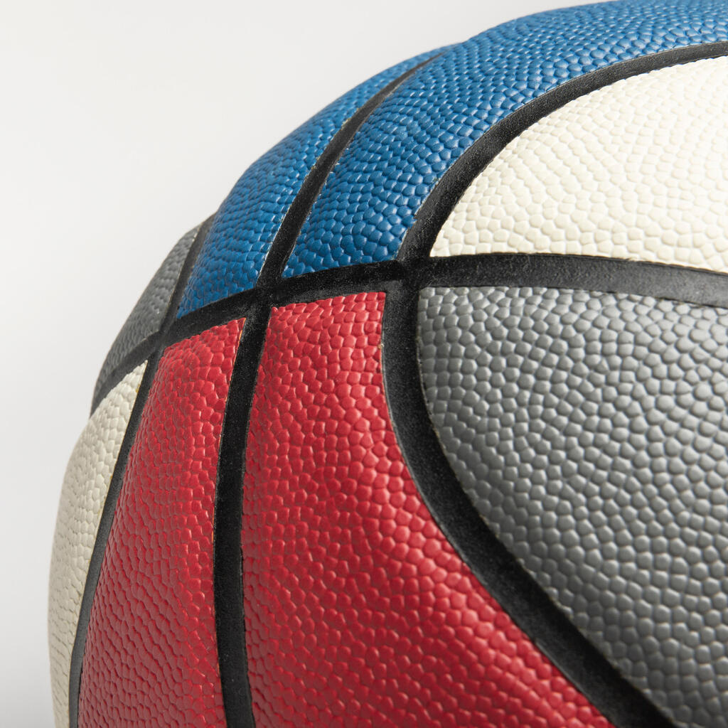 Ballon de basketball taille 7 - BT500 bleu blanc rouge