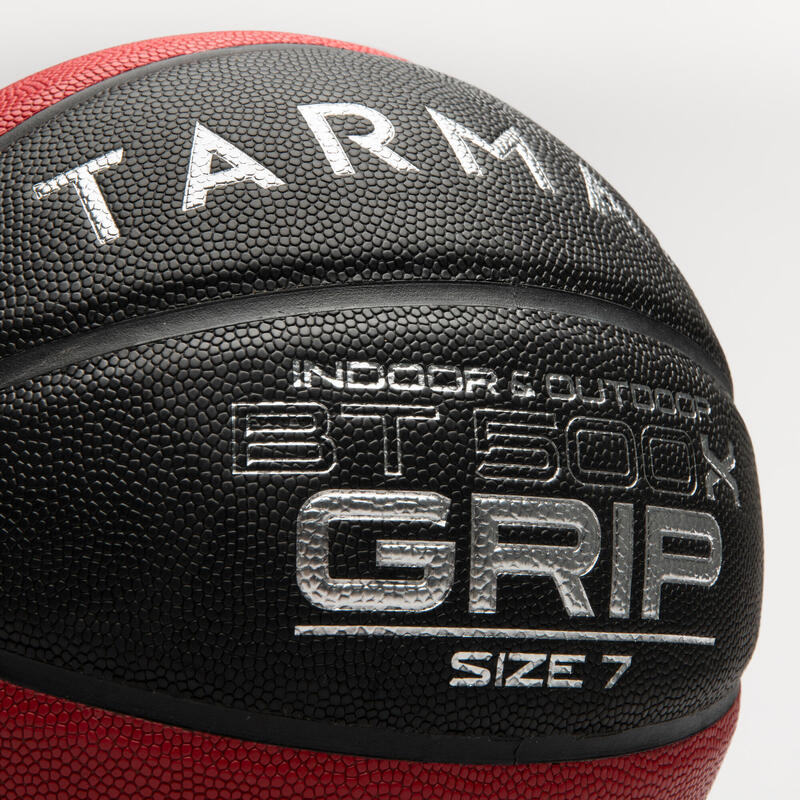Balón Baloncesto Tarmak BT500 Grip Talla 7 Negro Rojo
