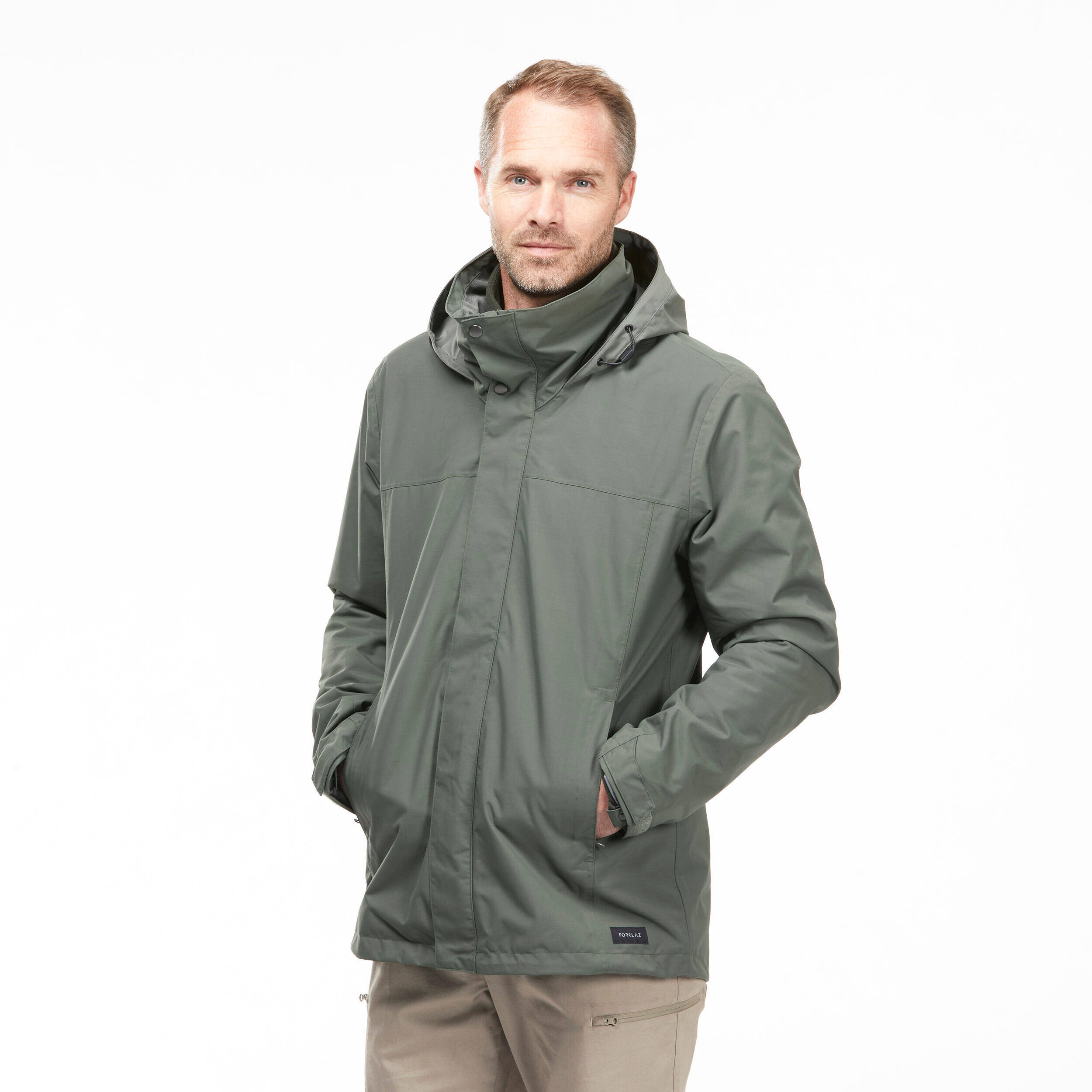 Men’s 3-in-1 waterproof hiking jacket - SH100 0°C Green