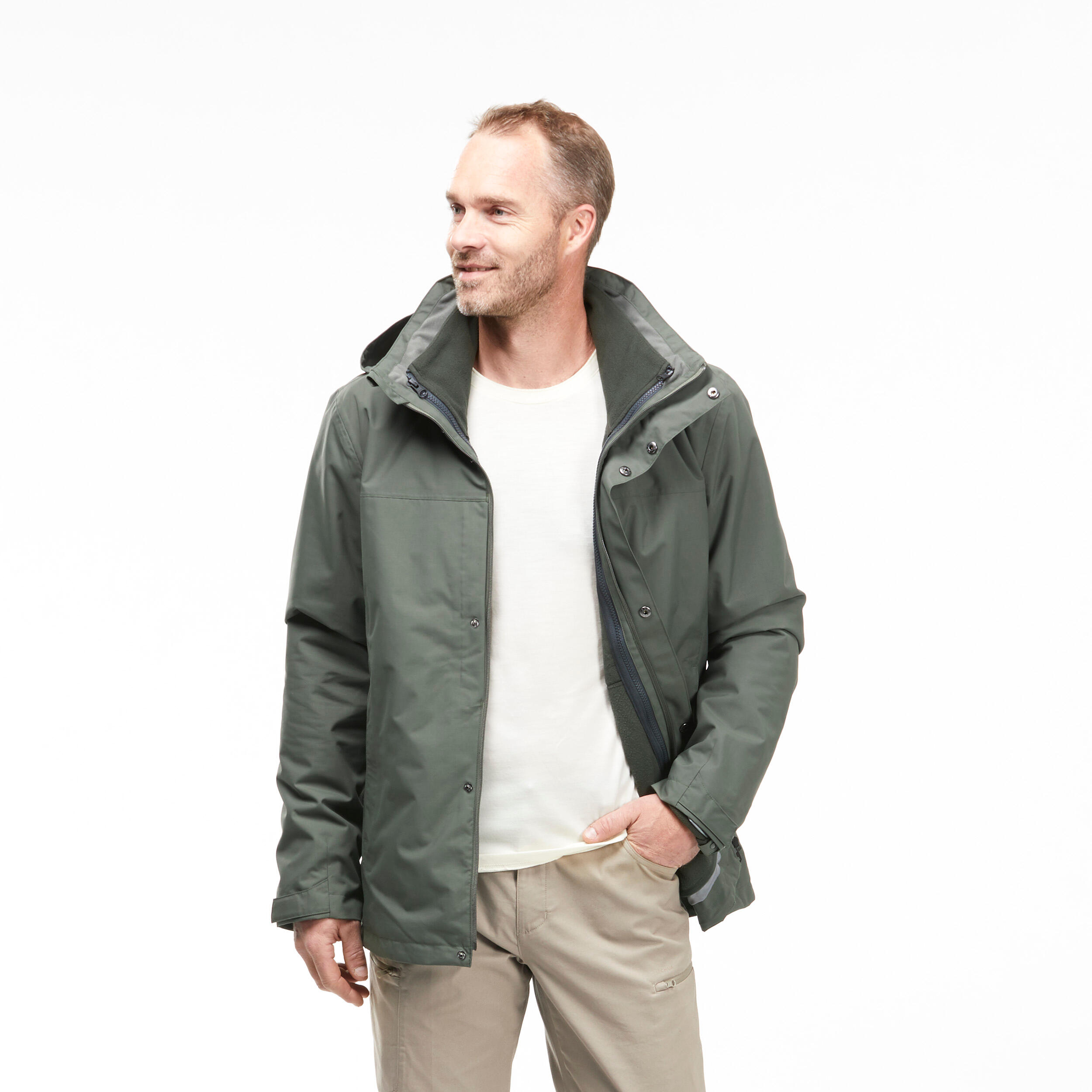 Forclaz - Veste 3en1 Imperméable De Randonnée - Sh100 0°c - Homme - Veste 3 En 1 - Randonnees Et Trekking Homme - Marron-vert - 48 Xl - Decathlon