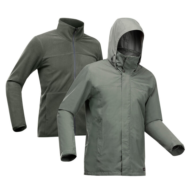 Men's waterproof 3-In-1 jacket - 100 - Khaki