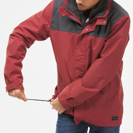 Куртка чоловіча Travel 100 для трекінгу 3 в 1 водонепроникна до 0°C червона