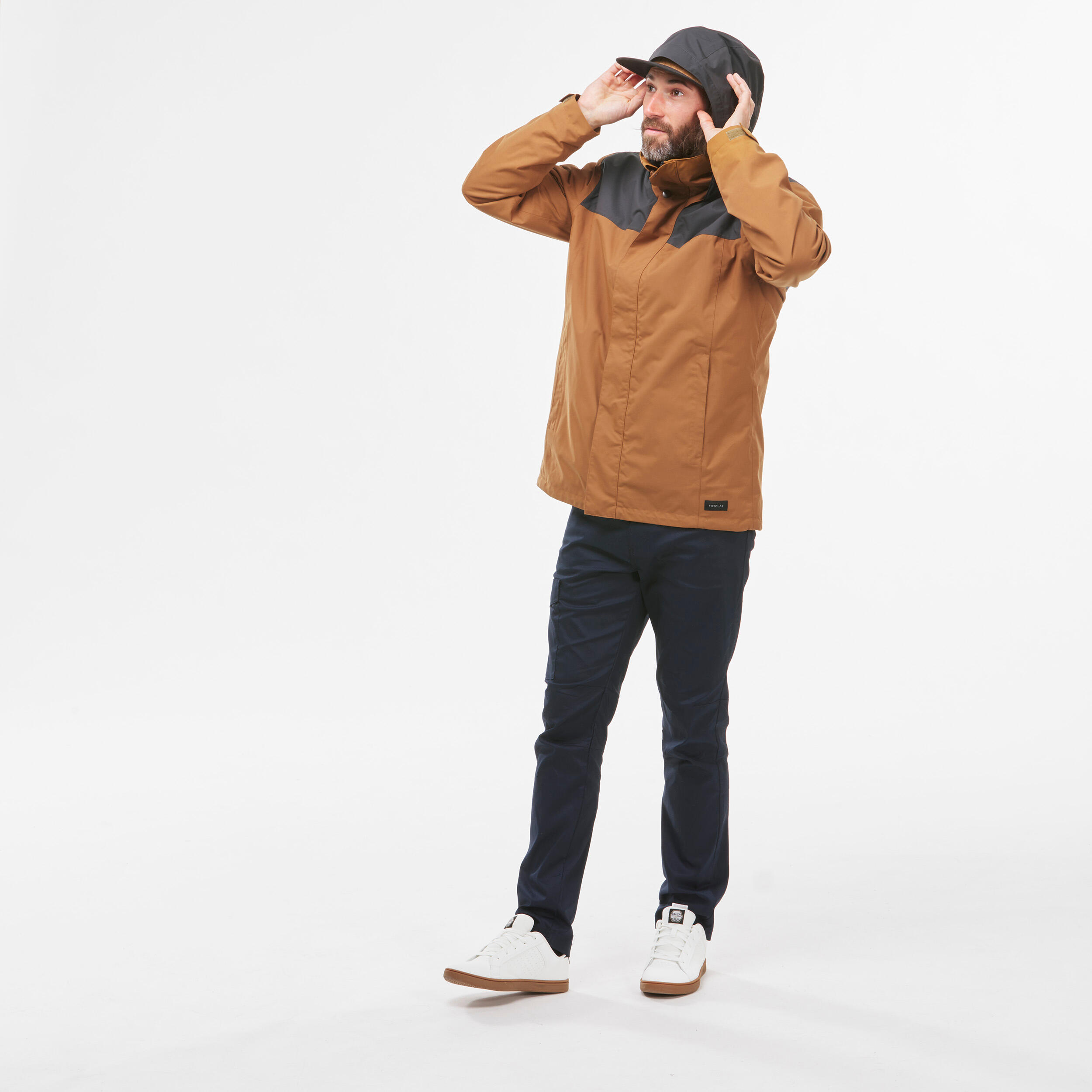 FORCLAZ 3-in-1-Jacke Herren bis 0 °C wasserdicht - Travel 100 camel