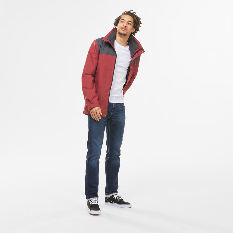 Veste 3en1 de randonnée 0°C imperméable homme, NH100 marron