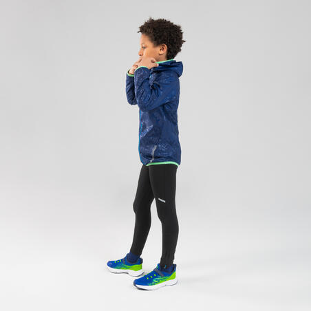 Kids' cold weather running tights Kalenji AT 300 - black