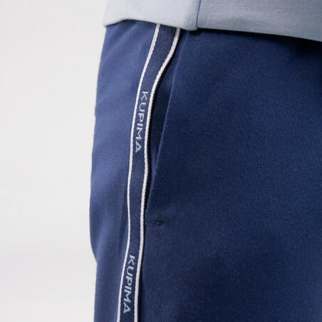 Брюки беговые теплые синтетические дышащие для детей темно-синие S500