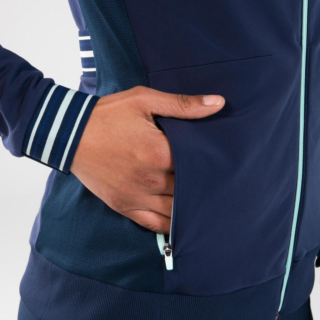 Warm Women's Athletics Jacket - Navy Blue / Light Blue