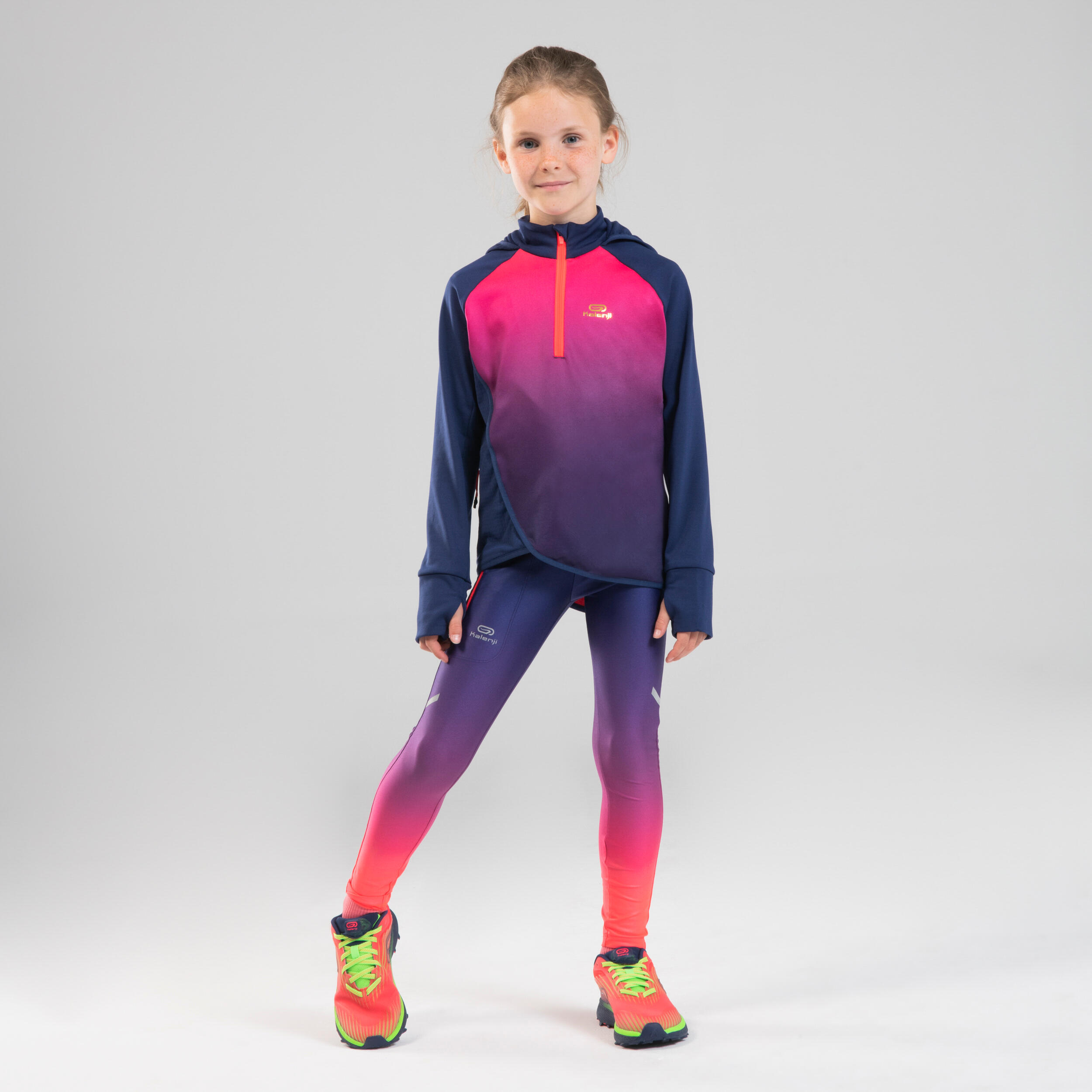 AT 100 Kids' Athletics Tights - faded navy blue pink 5/10