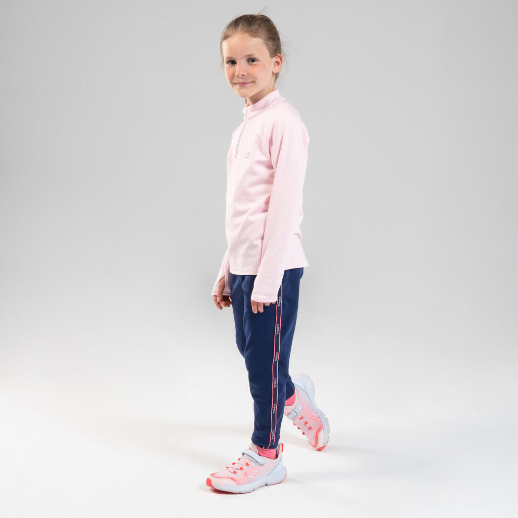 Kids' Warm Breathable Synthetic Jogging Bottoms S500 - Navy/Pink