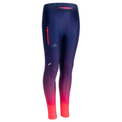 Collant d'Athlétisme enfant AT 100 bleu marine rose dégradé