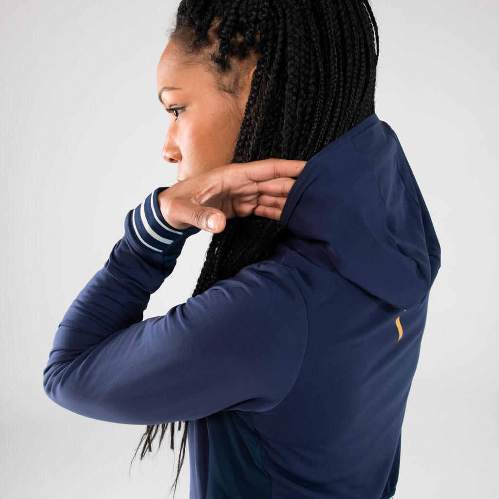 Warm Women's Athletics Jacket - Navy Blue / Light Blue