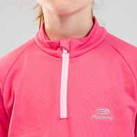 Laufshirt langarm Leichtathletik warm 1/2 Zipp AT100 Kinder rosa