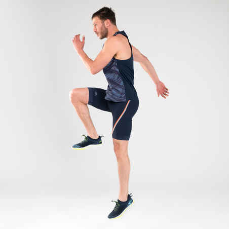 MEN'S TIGHT SHORTS - BLUE AND ORANGE