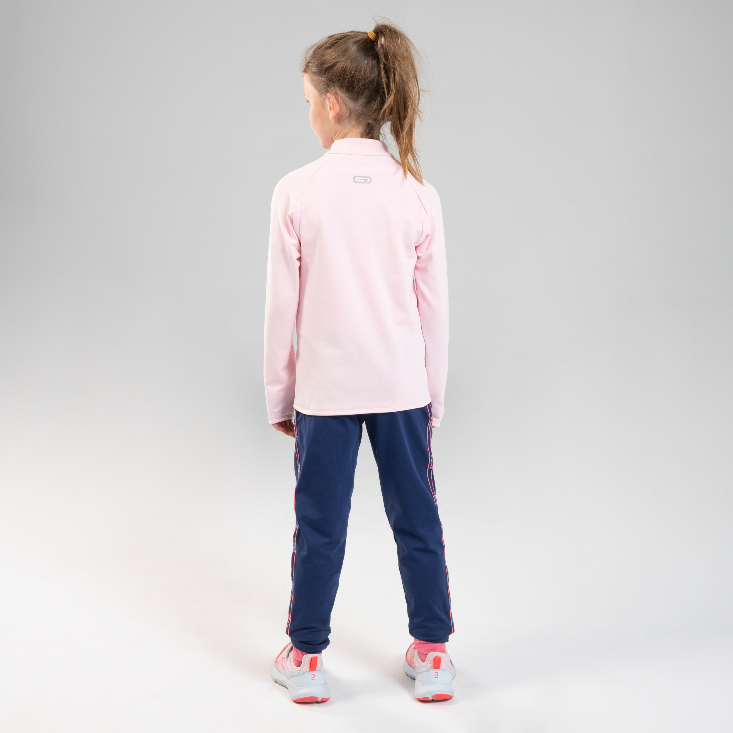 Kids' Warm Breathable Synthetic Jogging Bottoms S500 - Navy/Pink 8/11