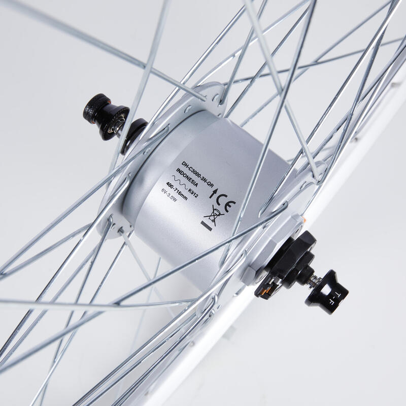 Első kerék városi kerékpárhoz 28 colos, duplafalú, V-fékes, QR, ezüstszínű 