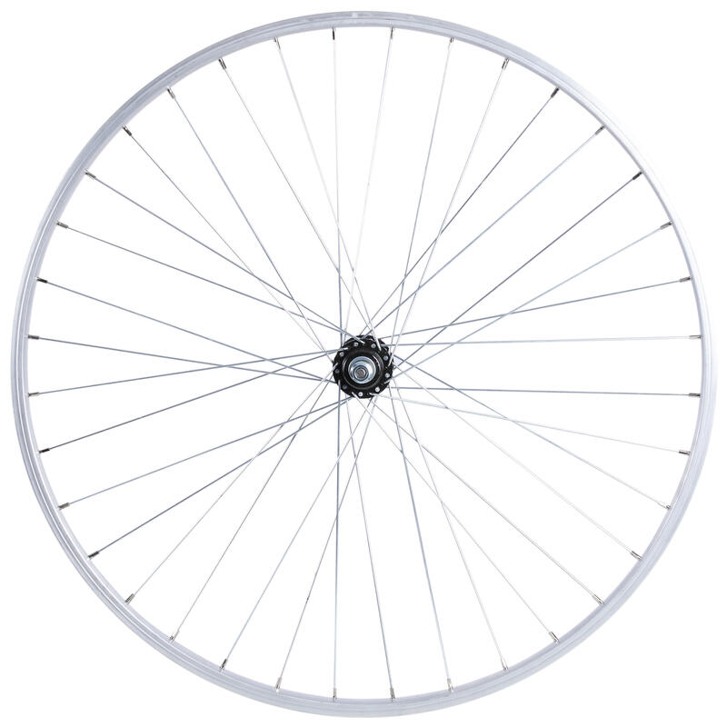 Hátsó kerék Elops 100 városi kerékpárhoz, 28”, racsnis, szimpla falú, ezüst