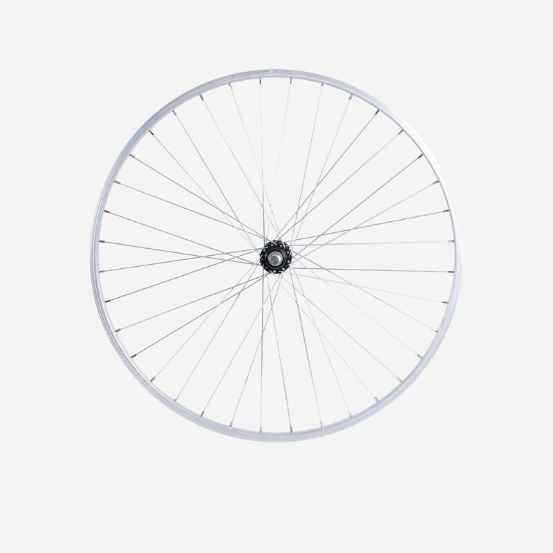 Ruota posteriore bici città Elops 100 argento 28"