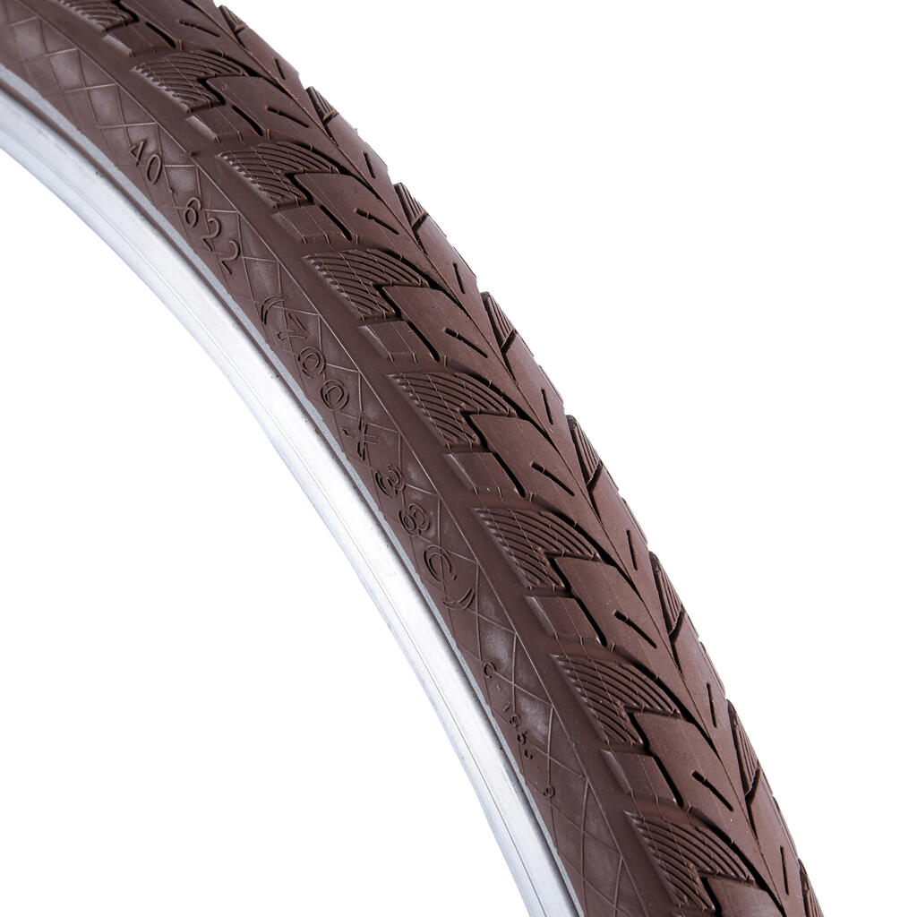 700x38 City E-Bike Anti-Puncture Tyre With Reflective Strip - Brown