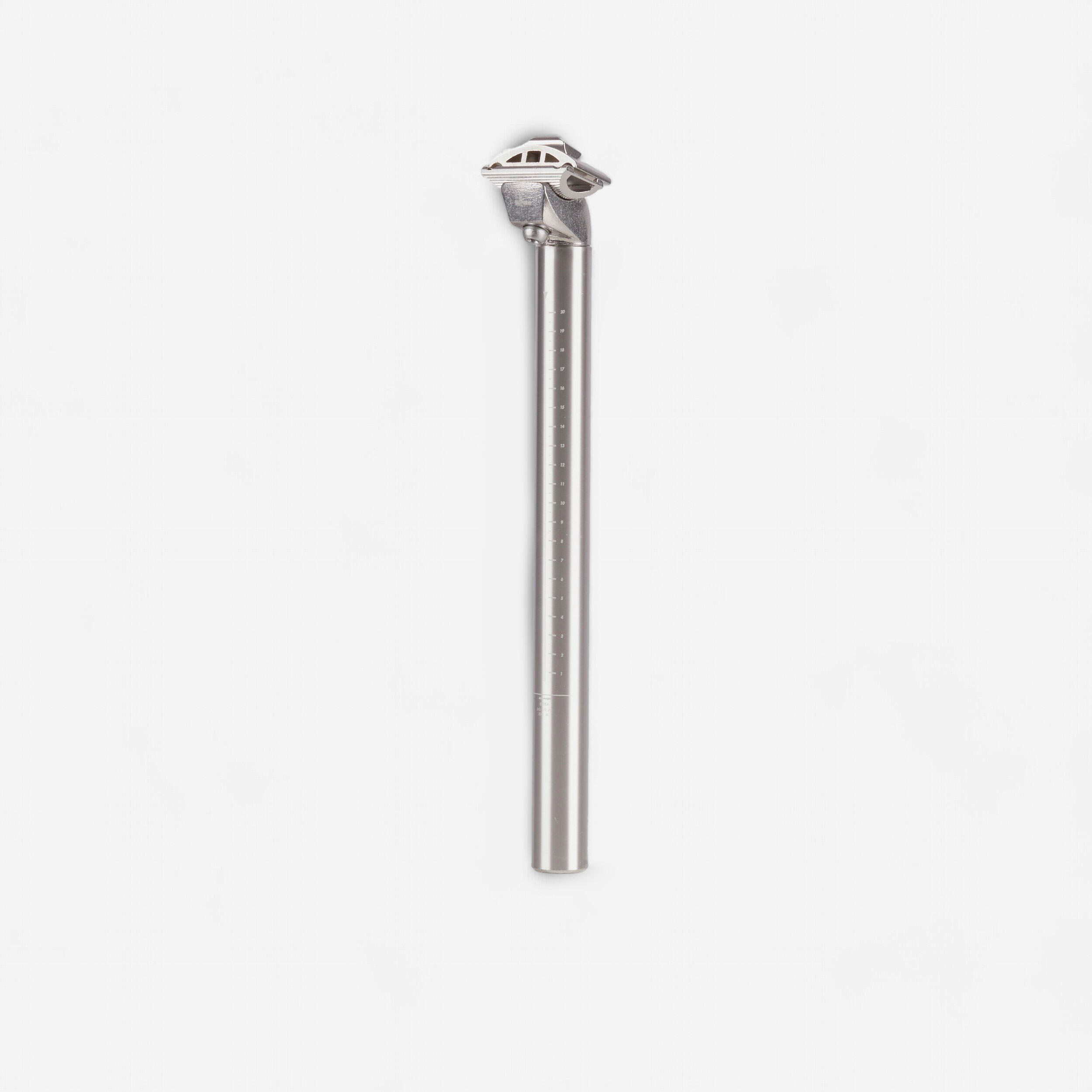 Espigão de selim com 28,6 mm de diâmetro e 270 ou 350 mm de comprimento prateado