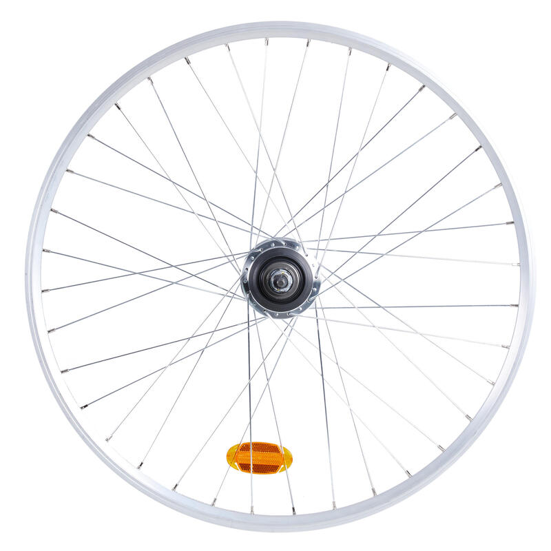 Ruota posteriore 28'' bici città Elops 540 doppia parete argento