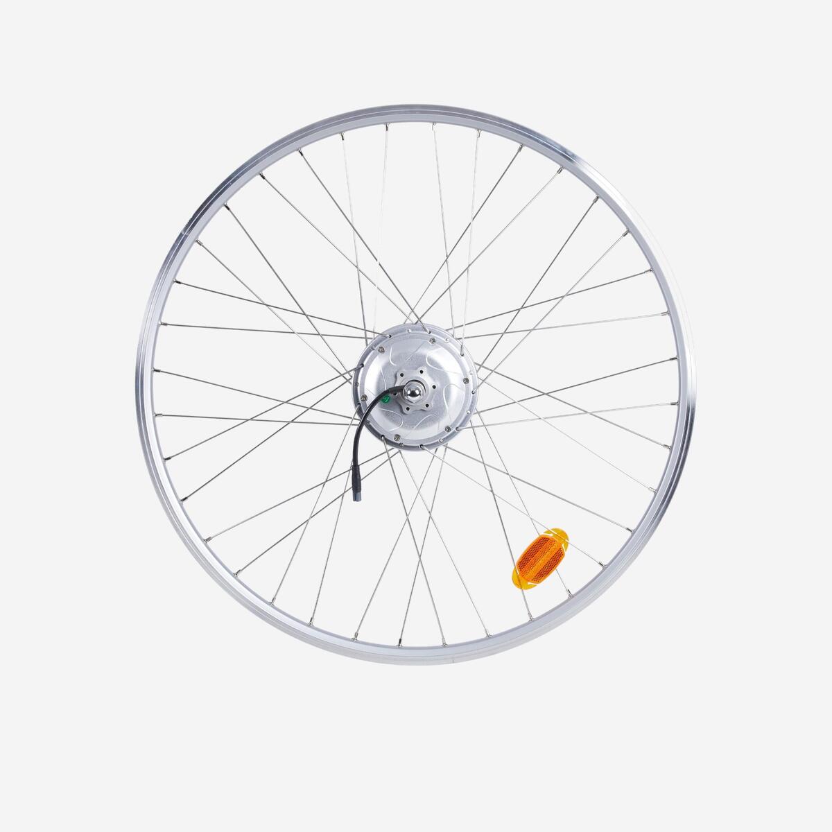 roue arrière vélo ville 28 pouces 36V double paroi argent Elops 120E