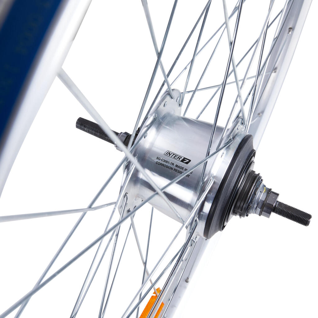 Zadné koleso mestského bicykla, dvojstenný ráfik, nexus 7 Elops 540 strieborné