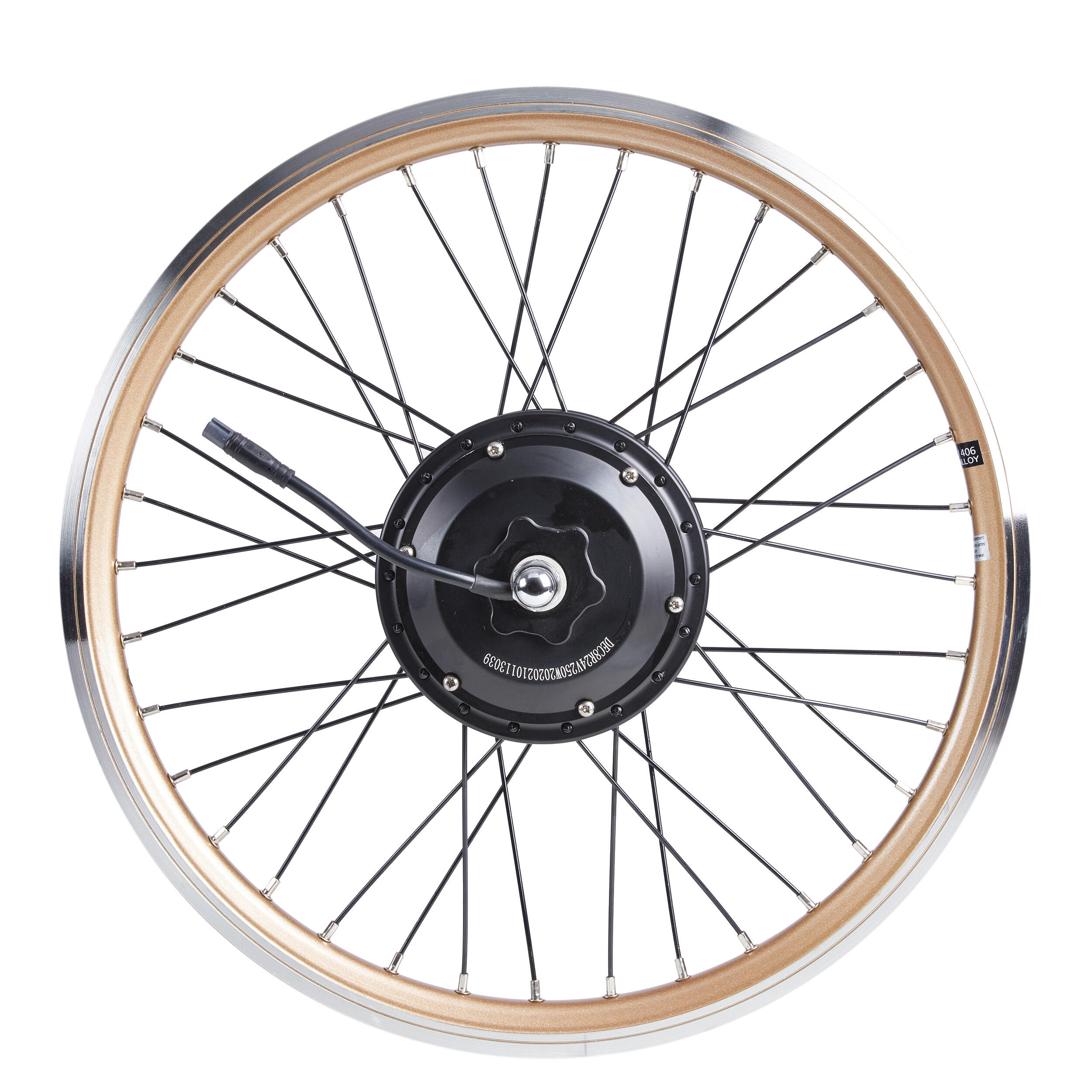 roue v lo pliant arri re 20 pouces moteur Hoptown 500 or OXYLANE