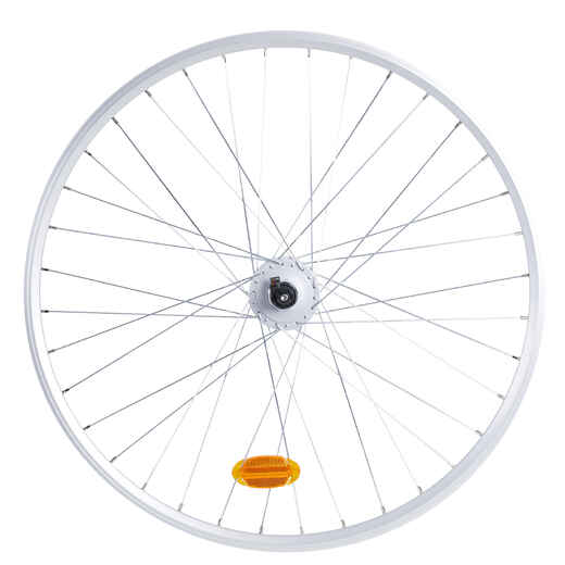 28" Double-Walled V-Brake Quick-Release Wheel for City Bike - Silver