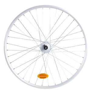 Rueda bici urbana 28 pulgadas delantera doble pared v-brake quick release plata