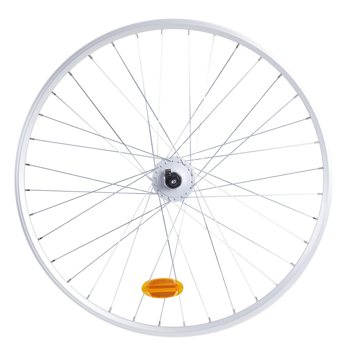 Roue vélo ville 28 pouces avant double parois v-brake argent