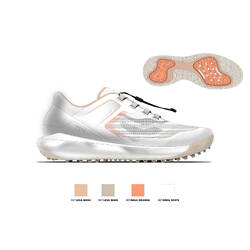 WOMEN'S GOLF SHOES MW900 - WHITE AND PINKISH BEIGE
