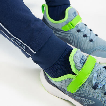 Брюки беговые теплые синтетические дышащие для детей темно-синие S500