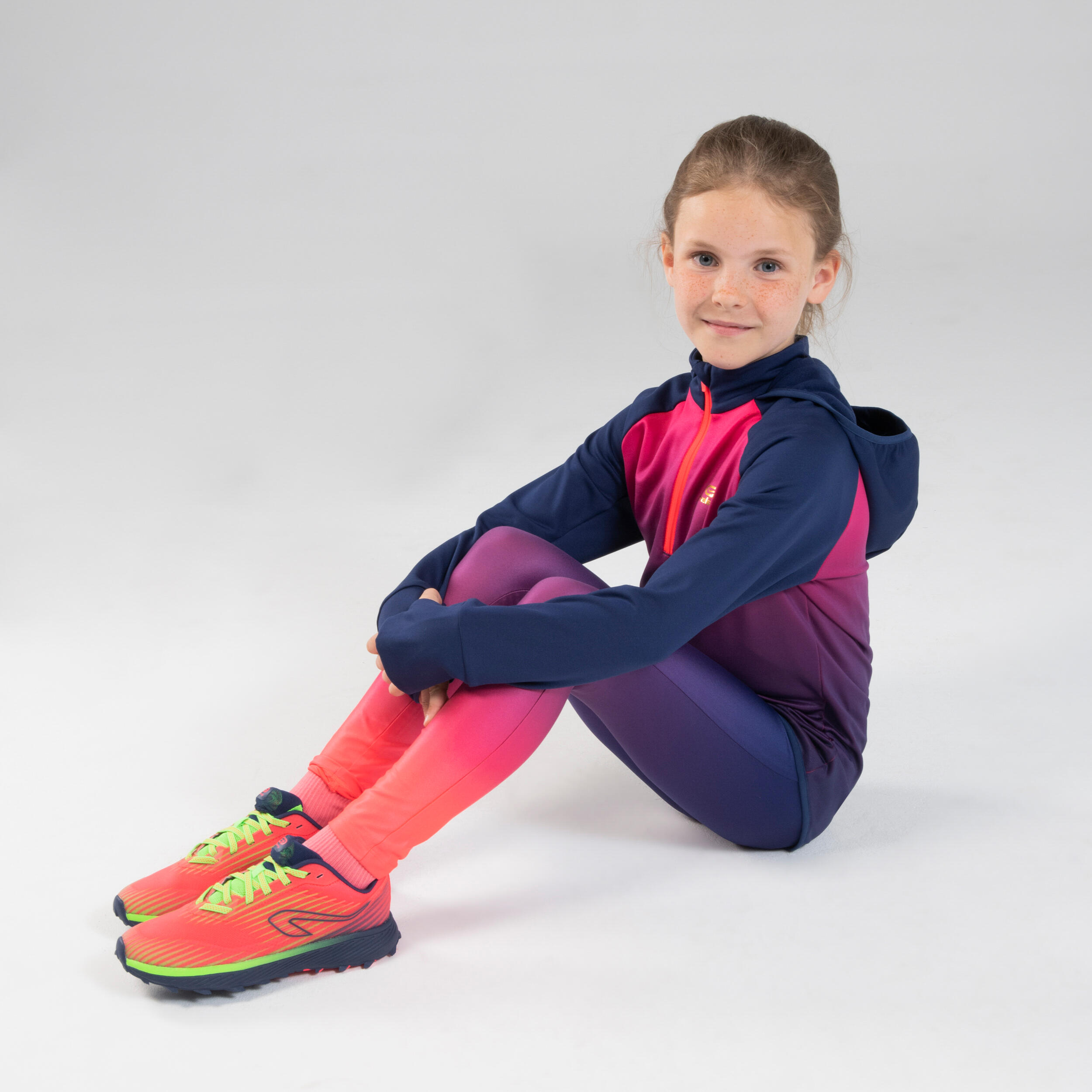 AT 100 Kids' Athletics Tights - faded navy blue pink 6/10