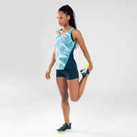 Lauftop Leichtathletik Damen blau/pastellgrün