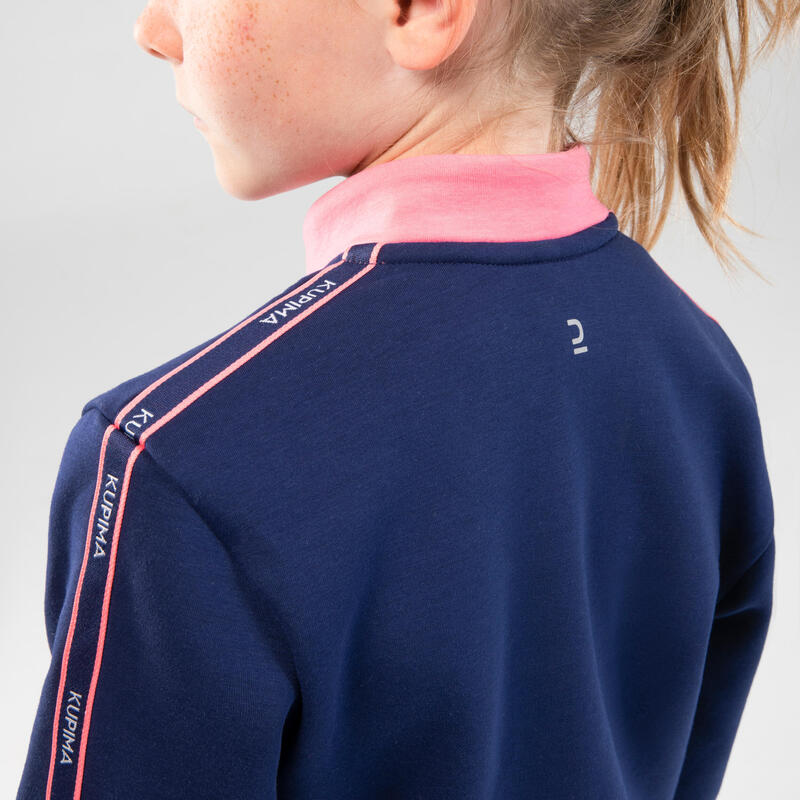 Sweat zippé col montant chaud respirant enfant - S500 marine touche de rose