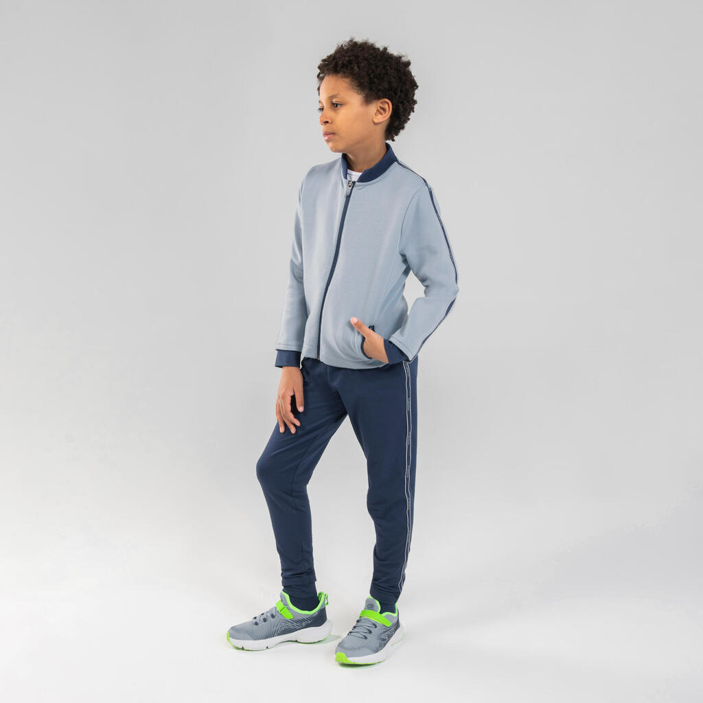 Sweat zippé col montant chaud respirant enfant - S500 denim touche de marine