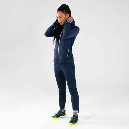 Warm Women's Athletics Jacket - Navy Blue / Light Blue