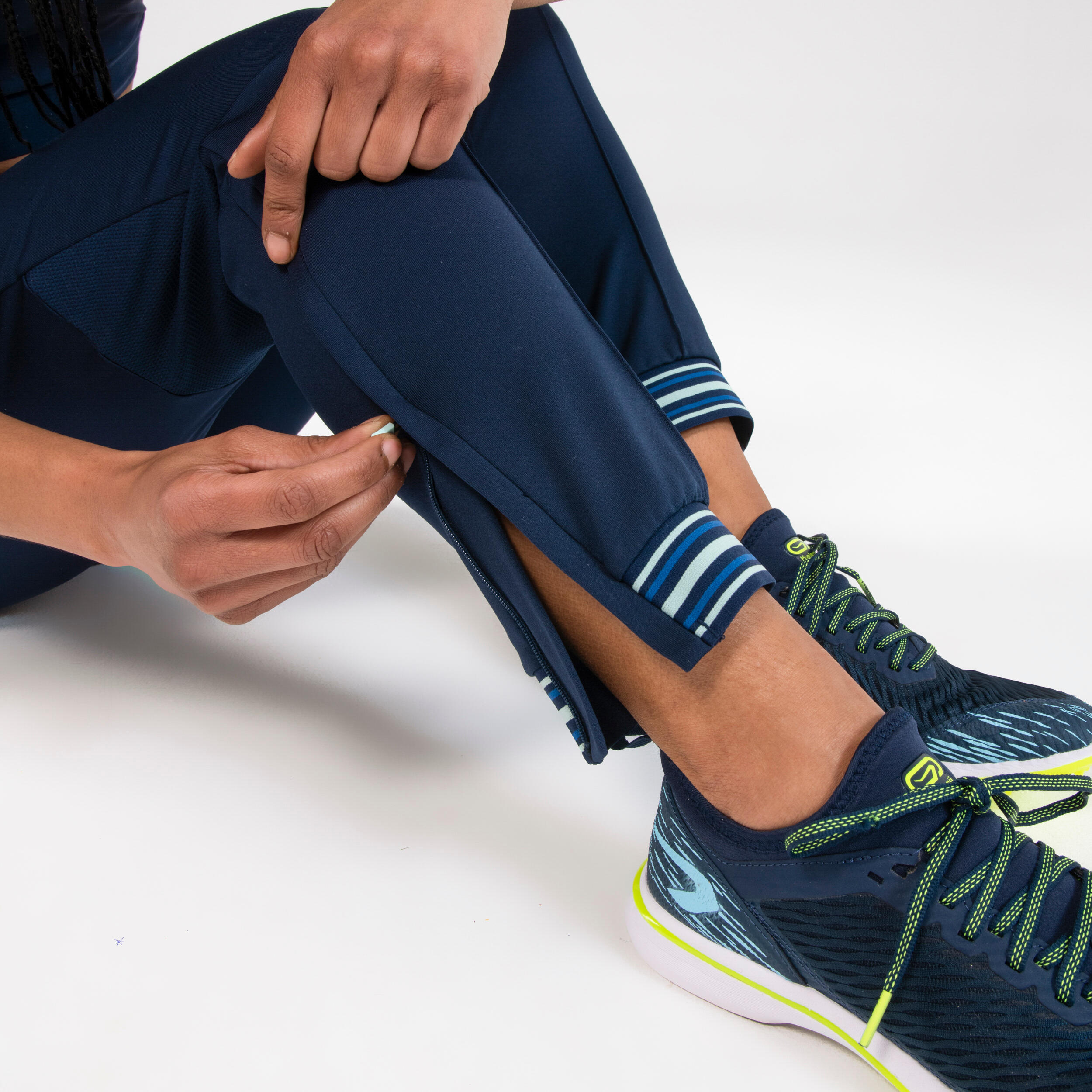 Atletiekbroek voor dames met rits marine-/hemelsblauw | KALENJI |  Decathlon.nl