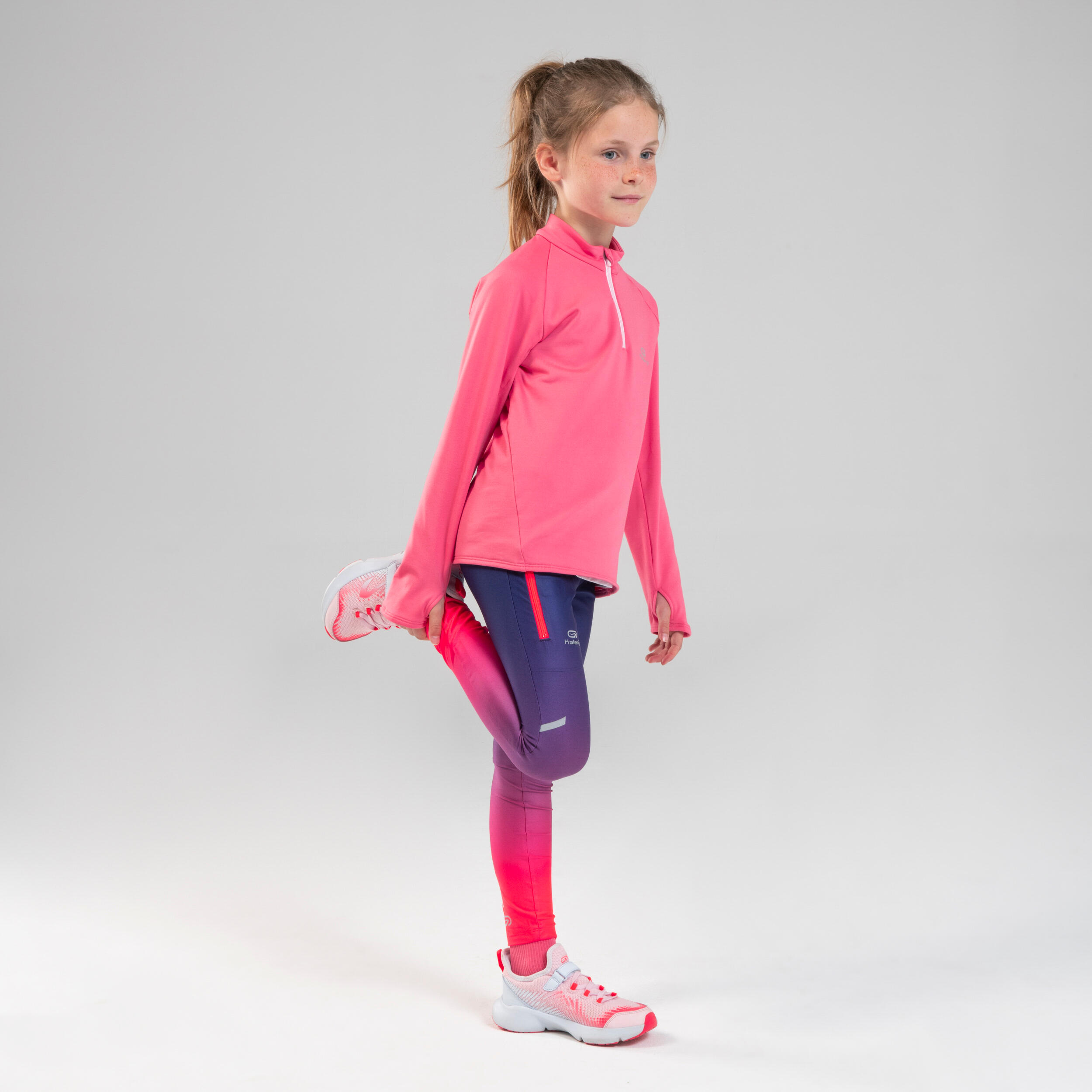AT 100 Kids' Athletics Tights - faded navy blue pink 3/10